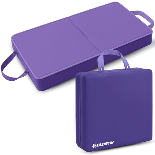 BLOSTM Extra dicke Garten-Knieunterlage - große faltbare Garten-Kniepolster mit Griffen - wasserabweisend hochdichte Memory-Schaum-Matte Kniekissen für Gartenarbeit Hausarbeit Yoga (Lila)
