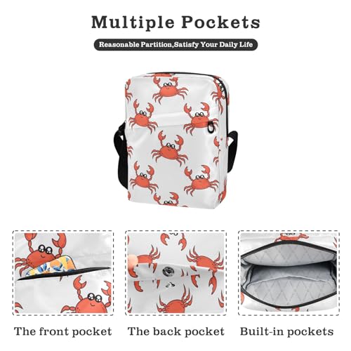 VIGTRO Small Messenger Bag Purse, Cute Crab Mini Crossbody Bag with Adjustable Strap for Women Men, Cartoon Small Shoulder Bag for Travel Outdoor Sports3
