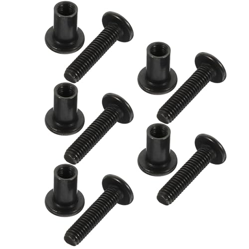 GETAJGHSD Tornillos de Encuadernación M6 X 25 MM Kit de Pernos de Unión Acero Inoxidable 304 Negro Tuercas Avellanadas, 5 Juegos para Reparación de Muebles y Proyectos DIY