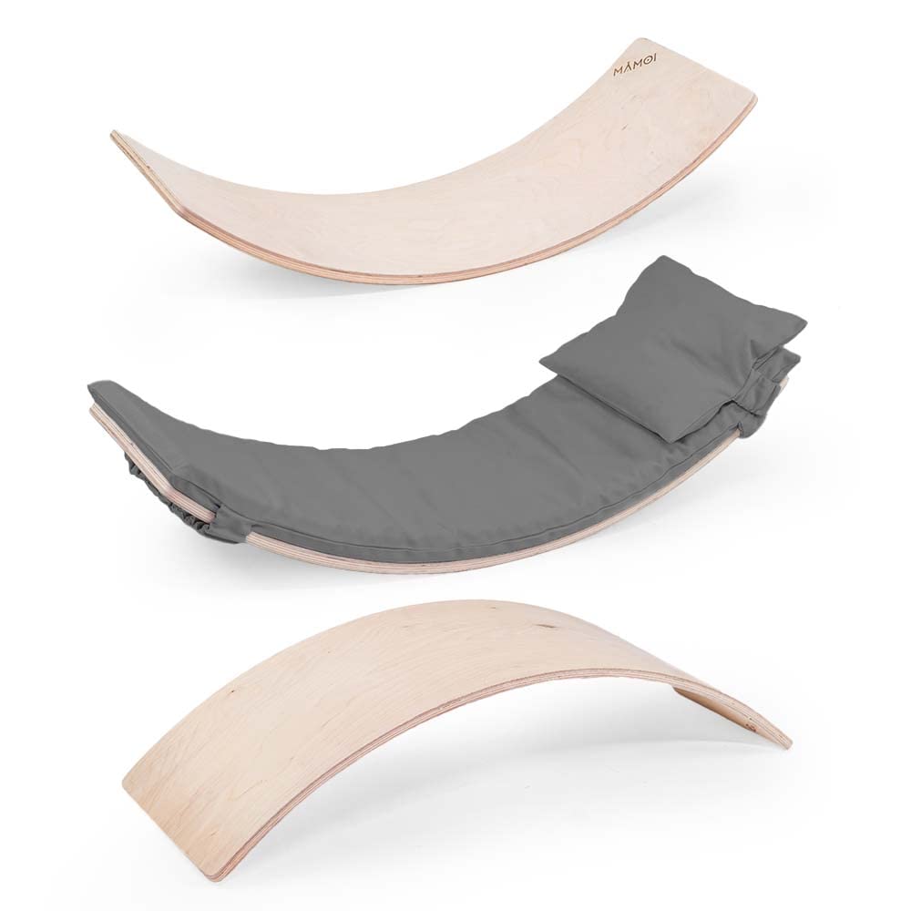 MAMOI® Balance board 85x30 cm | Tabla equilibrio niños | Tabla curva montessori | Tabla curva de madera | Bola equilibrio | Tabla curva wobbel | Tabla wobbel madera | Balance board surf | 100% ECO