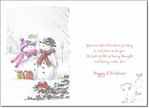 doodlecards Husband Christmas Card Two Snowmen Medium Size with Plain Red Envelope