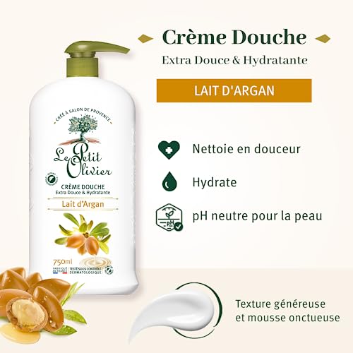 Le petit olivier crème douche hypoallergénique lait d'argan 750ml - vue 3