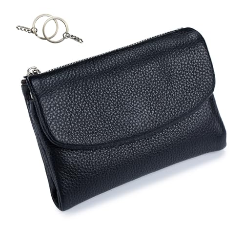 Joyfullygo Wallet, Unisex Pebble Real Leather Rfid Wallet, 2025 New Updage Genuine Leather Coin Purse with Rfid, Credit Card Holder (Black)