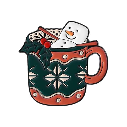 Festive Snowman Mug Lapel Pin Elk Gingersnap Man Brooch Christmas Accessory