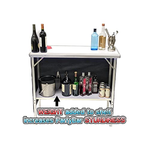 (Usa Company) Patented Folding Portable Party Bar W/Multi-Color Led Lights, Black & Hawaiian Bar Skirts, And Storage Shelf - Avoid Illegal Chinese Counterfeits #TOP1