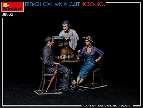 Miniart 1:35 - French Civilians in Cafe 1930-40's, Molded Color, Small - Image 4