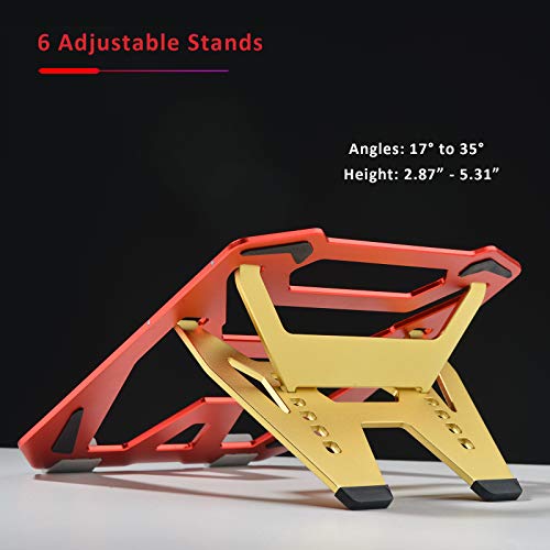 Image of AICHESON Laptop Computer Stand Aluminum Alloy Red and Yellow, Portable Notebook Riser Ventilated PC Holder Compatible with Apple Mac MacBook Pro /Air 11-15.4 Inches