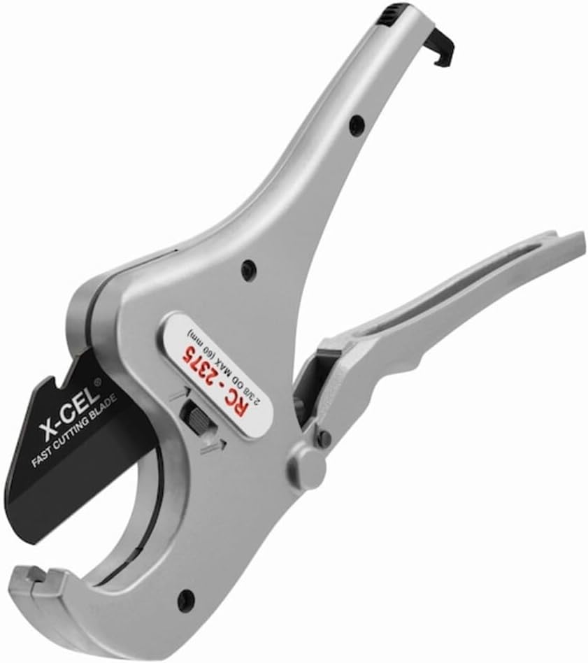 RIDGID 30088 Model RC-2375 Ratchet Action Plastic Pipe and Tubing Cutter, 1/8-inch to 2-3/8-inch Pipe Cutter, Chrome