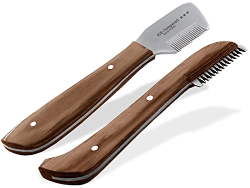 InstrumenteNrw Couteau à trimmer pour chiens et chats avec dents fines et grossières Peigne de toilettage pour sous-poil de chien, lot de 2