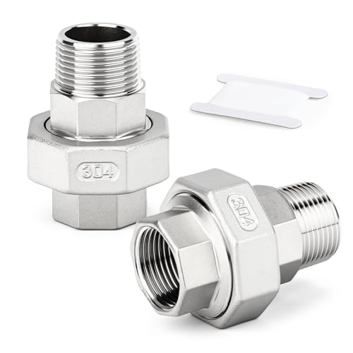 Image of TAILONZ 304SS Male x Female Threaded Pipe Union 1/2" BSP Adapter (2Pcs)