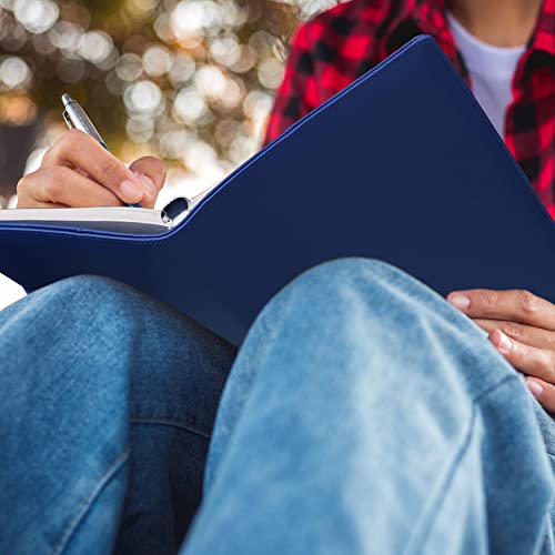 Image of Antner A5 Notebook Photocard Binder with 6 Ring Planner, PU Leather Refillable Budget Binder Loose Leaf Organizer Cover with Magnetic Buckle for Budgeting, Navy Blue