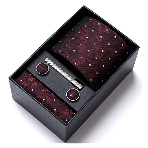 Set de corbata para hombre con pañuelo y gemelos rosa miniatura 6