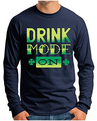 T-shirt OM3 Drink-ModeON manches longues homme bleu marine XL humour Saint Patrick