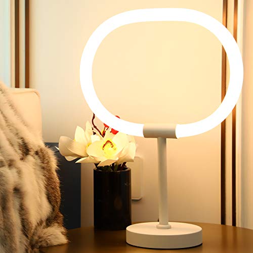 Modern LED Table Lamp for Bedroom Living Room, Dimmable 3000K Soft Warm White Desk Lamp, Unique New Technology Tube 360Â° Glow Light No Heating Bedside Night Light, Decorative Nightstand Reading Lamp
