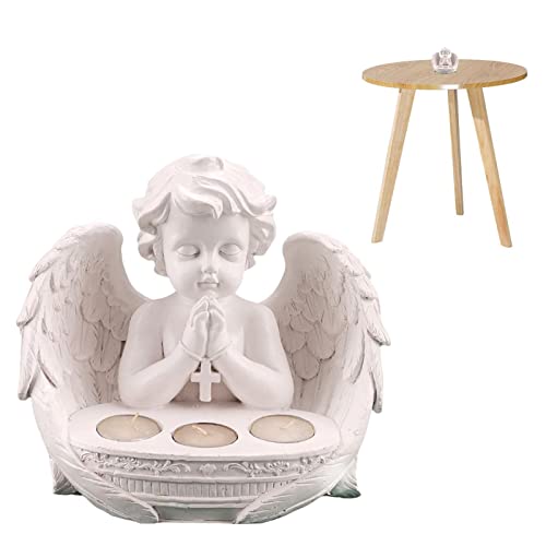 Angel Candle Holders | Resin Angel Tealight Holder, Prayer Cherub Angel Statue Votive Candle Holders | Lovely Angel With Wings Table Decor For Living Or Dining Room Table, Gifts Ainichi #TOP7