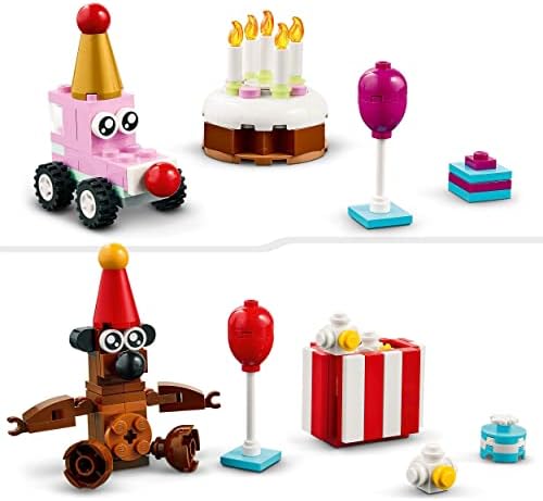 LEGO 11029 Classic Kreatywny zestaw imprezowy, Gry Rodzinne do Wspólnej Zabawy, 12 zabawek do zbudowania: Pluszowy Miś, Klaun, Jednorożec, dla Dzieci w wieku od 5 lat