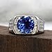 925 sterling silver square CZ cubic zirconia inlaid classic men's ring simulated diamond ring wedding/engagement/anniversary/Valentine's Day engagement ring fashionable silver jewelry party accessories Size 7-13(8, Blue)