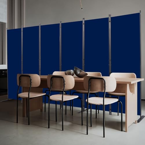 CHOSENM Room Divider, 6 Panel Folding Privacy Screens with Wider Support Feet, 6 Ft Portable Room Partition for Room Separator, 132" W X 71" H, Navy Blue - Thumbnail 7