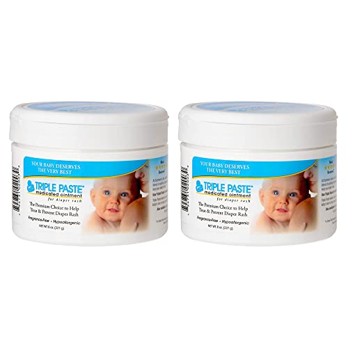 Image of Triple Paste Diaper Rash Cream, Hypoallergenic Medicated Ointment for Babies, 8 oz (Pack of 2)