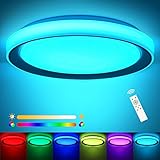 ★Nachtlichtmodus: Mit der Fernbedienung der RGB Deckenleuchte können Sie in den Nachtlichtmodus wechseln. Mit dieser Funktion können RGB Deckenleuchten für diejenigen liefern, die Angst vor der Dunkelheit haben, aber ihre Familienmitglieder nicht stören möchten, nur sehr Schwaches Licht. Lass die Dunkelheit weniger schrecklich werden