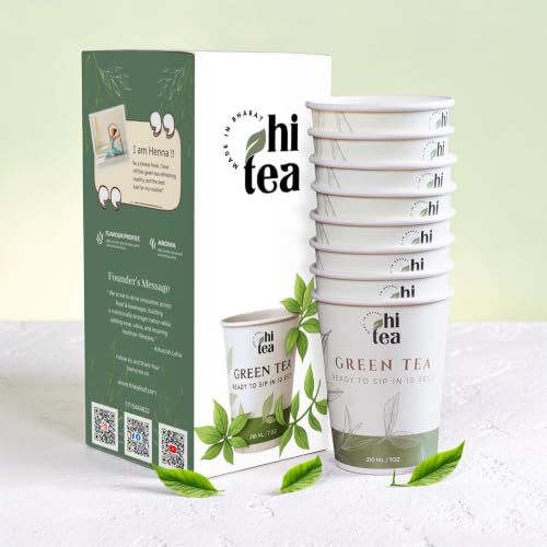 Image of HI TEA Green Tea | Just Add Hot Water | Instant Green Tea Cups | 8 Cups /Box | Daily Detox & Antioxidants