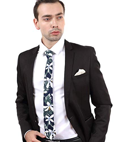 Image of JESLANG Men's Cotton Printed Floral Tie 2.56 inch Skinny Narrow Necktie Various Designs