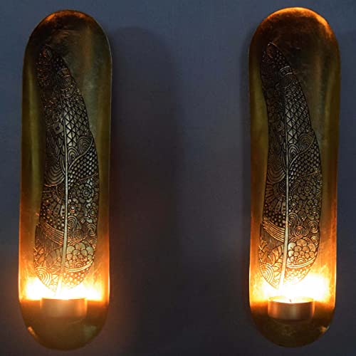 Candle Holders Wall Sconces - Set Of 2 Decorative Gold Tea Light Metal Art For Home Decor Dining Living Room Bedroom Office Farmhouse Entryway Events Wedding Decorations #TOP5