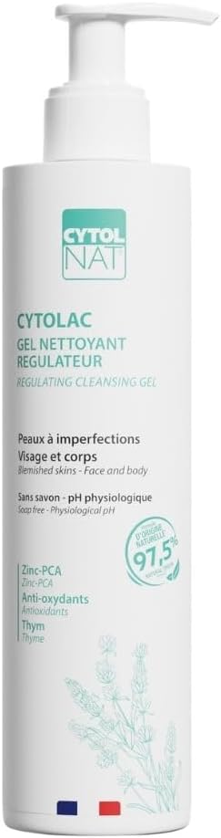 CYTOLNAT - Cytolac Cleansing Gel - Gently Cleanses and Regulates Excess Sebum - Soap Free - Sensitive, Combination to Oily Skin - Face and Body - Natural Formula - 250 ml