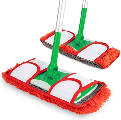 Reversible Double Sided Swiffer Compatible Mop Head | Microfiber Mop Head Replacement | Dust Mop | Floor Mop | Flat Mop | Microfiber Mop Pads | Wet and Dry Cleaning | Set of 2