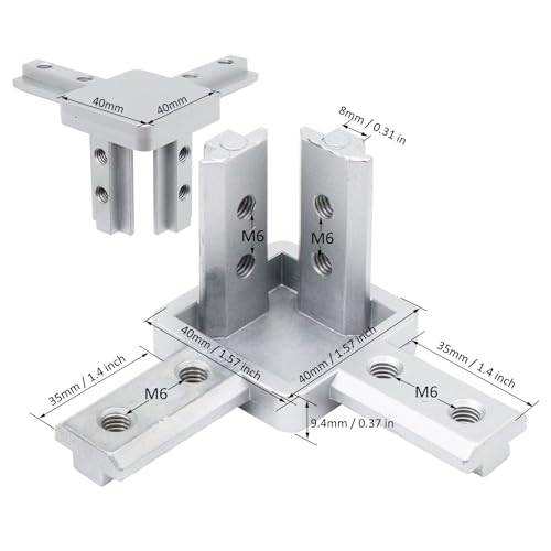 BLCCLOY 8Pcs 4040 Aluminum Extrusion T Slot Corner Bracket 40 Series Extruded Hardware 3 Way Tri End Cap Connector with Set Screw for 40/40 4080 T V Slot Aluminum Profile Frame Fitting by BLCCLOY - Used condition - Image 3