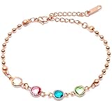 MignonandMignon Custom Birthstone Bracelet for Women, Personalized Beaded Chain Jewelry, Birthday, Gift for Friends, Adjustable Bracelet with Birth Month Stones – B-BR-2HBS