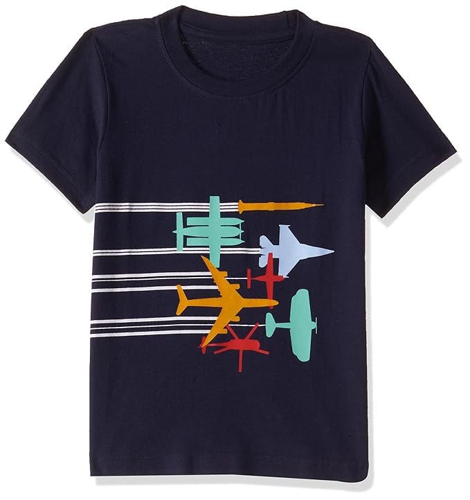 Image of T2F Boy's Cotton Printed Regular Fit T-Shirt (Pack of 5)