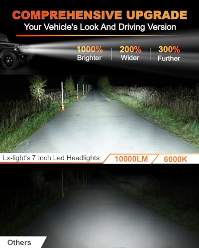 Image of LX-LIGHT DOT EMC 7 Inch LED Halo Headlights with White DRL Amber Turn Signal Compatible with 2007-2017 Jeep Wrangler JK JKU TJ LJ