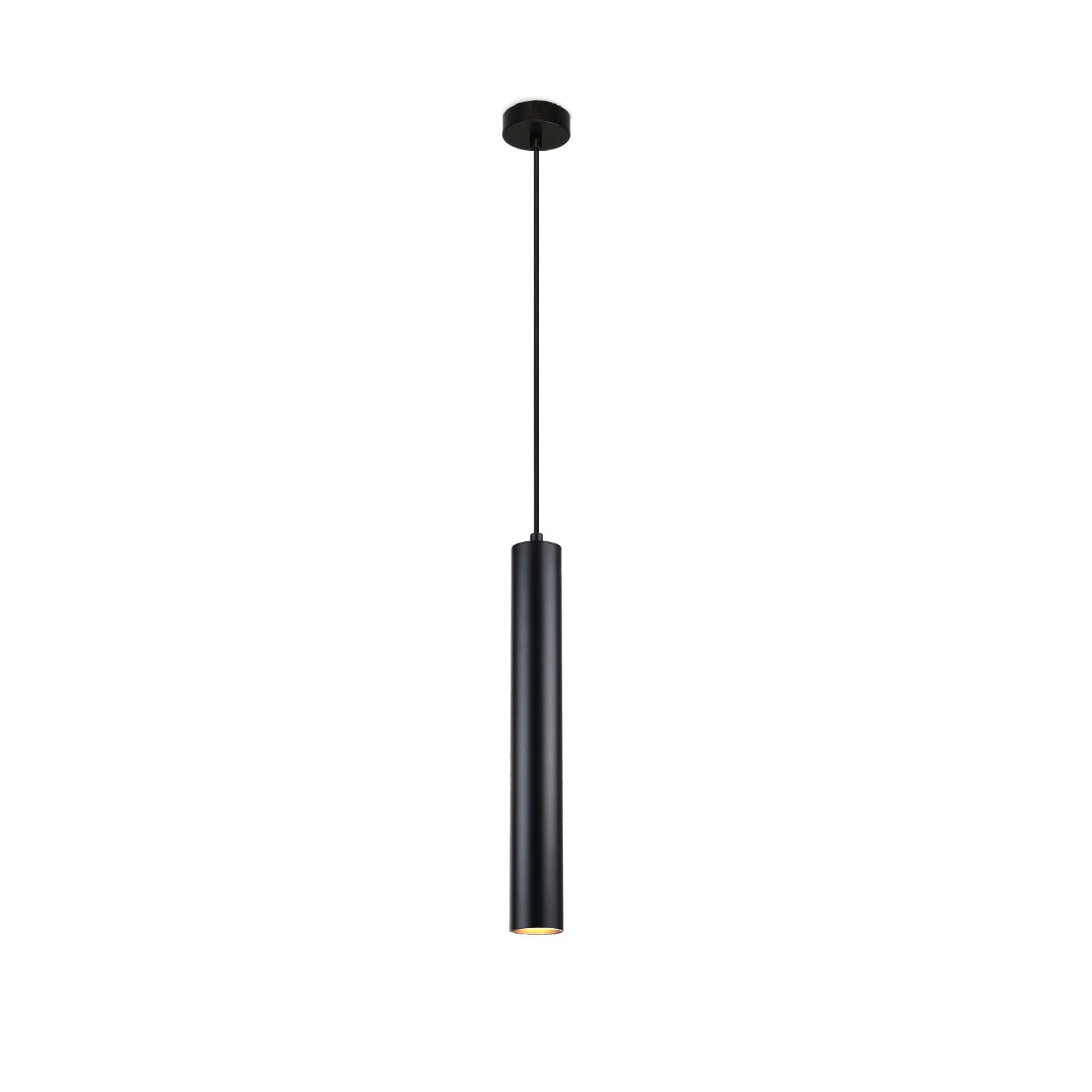 Alpinaluz Lámpara Colgante Tubular Negra, Diseño Moderno y Minimalista en Aluminio, 40 cm, Casquillo GU10, Cable Textil de 120 cm, Ideal para Techo de Comedor, Cocina u Oficina