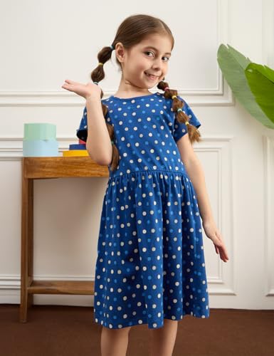 Image of Amazon Brand - Symbol Girls Fit and Flare Printed 100% Cotton Knit Dress | Age 2-10 Years