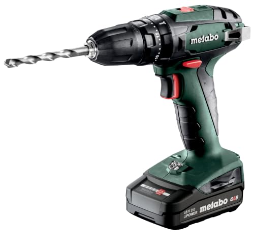 metabo SB 18 Akku-Schlagbohrschrauber, 18 V Bohrschrauber Set mit 2x 2,0 Ah