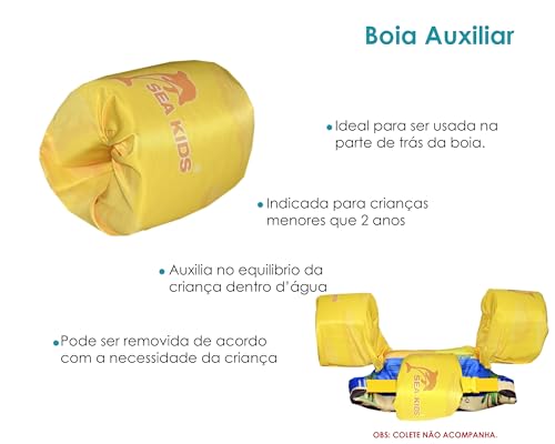SEA KIDS, BOIA COLETE SALVA-VIDAS COM BOIA AUXILIAR PRAIA