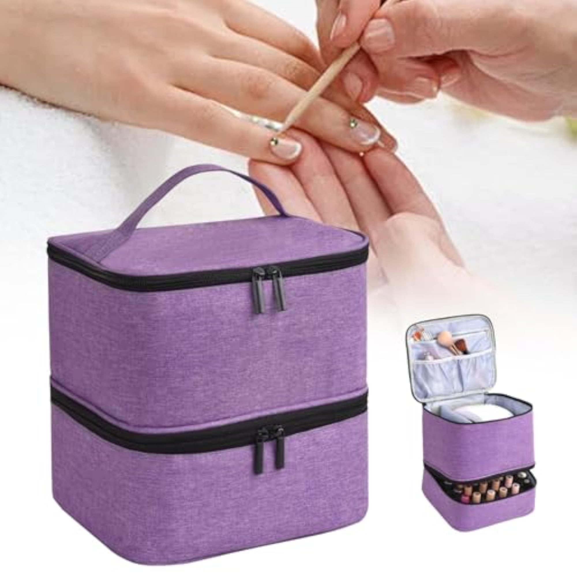 Nail Polish Organizer Case Double Layer Carrying Tote Bag