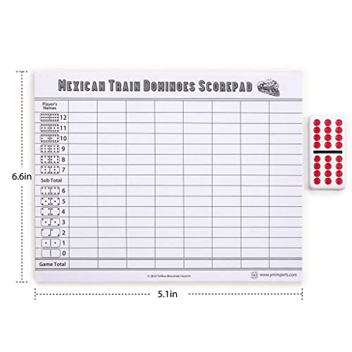Yellow Mountain Imports Mexican Train Dominoes Scorepad - 50 Sheets #TOP4