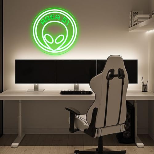 Image of AREA Fifty-One Neon Sign Alien Neon Light USB Powered 3D Art Carving Design NeonLED Desktop Wall Decoration Various Parties Decoration Of Business Premises
