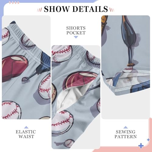 ZZXXB Baseball Sport Boys Long Pants Soft Trousers Elastic Waist Kids Lounge Bottoms with Pockets S-XL4