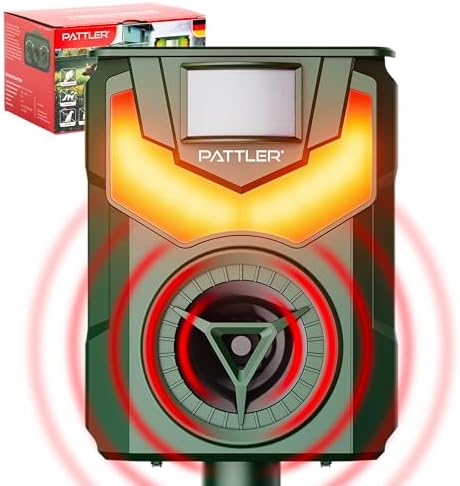 PATTLER Repellente Ultrasuoni Solare per Gatti e Animali - Efficace Dissuasore per Gatti, Piccioni e Altri Animali - Ideale per Fattorie, Giardini e Cortili