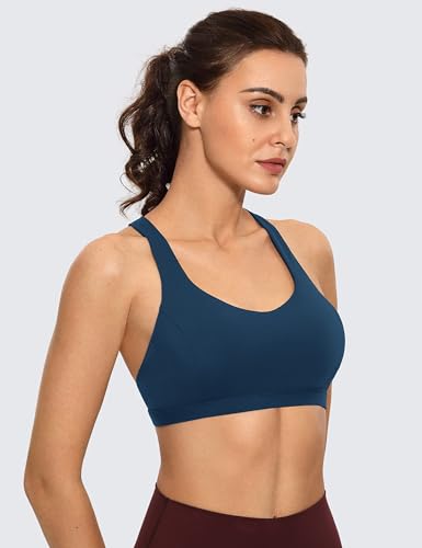 Image of CRZ YOGA Strappy V Neck Sports Bras | Medium Support, Removable Pads, Yoga, Brushed, Criss Cross Back, for Women