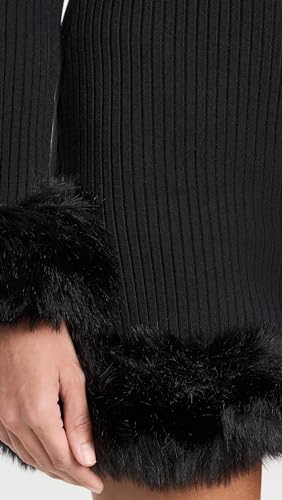 Show Me Your Mumu Women\'s Fran Mini Dress, Black Knit w/Faux Fur - Thumbnail 6