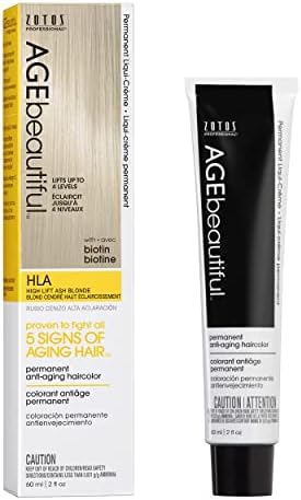 AGE beautiful Permanent Hair Color Cream, 100% Gray Coverage Hair Dye with Biotin Anti-Aging Formula for Fuller, Thicker Hair, Professional Salon Quality