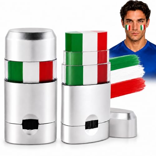 Paminify Mexican Eye Black Mexico Green White and Red Patriotic Italy Flag Body Face Paint Stick for Fans Waterproof Sport Face Paint for Soccer Baseball Softball Football Game Day Party 2 PCS