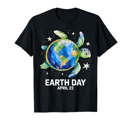 Earth Day 2026 Restore Earth Sea Turtle Art Save the Planet T-Shirt
