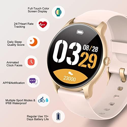 AZTTKIA Smart Watch, Fitness Tracker with 1.3''Full Touch Screen, Activity Trackers with 24/7 Heart Rate, Sleep Monitor, Step Counter for Men Women Kids, IP68 Waterproof Sport Watch for iOS Android