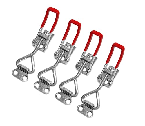 FengZeYing 4 Pcs Adjustable Toggle Clamp, Metal Toggle Latch Non-Slip Quick Release Latch Clamps 100kg/220lbs for Cabinet Boxes