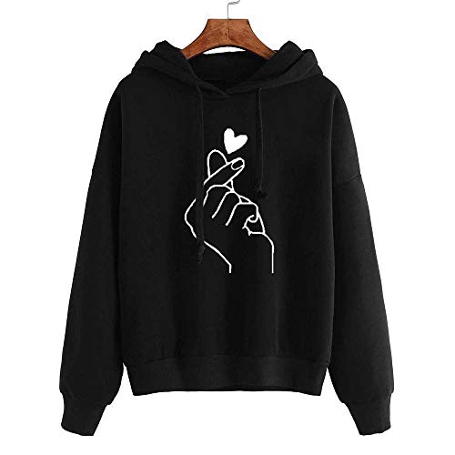 Sudadera para Mujer,riou Sudadera con Capucha Adolescentes Chica Estampado Amor Manga Larga Tops Suéter Abrigo Jersey Mujer Otoño-Invierno Camiseta Hoodie Pullover - imagen 2